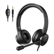 S100 Headphone with Adjustable Boom Microphone Computer PC Headset, Black Used 