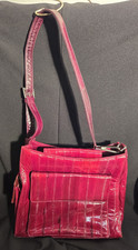 VINTAGE RED EEL SKIN LEATHER PURSE SHOULDER BAG WITH ADJUSTABLE STRAP