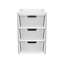 TU Mobile 3 Drawer Large Unit Grey Rattan Effect