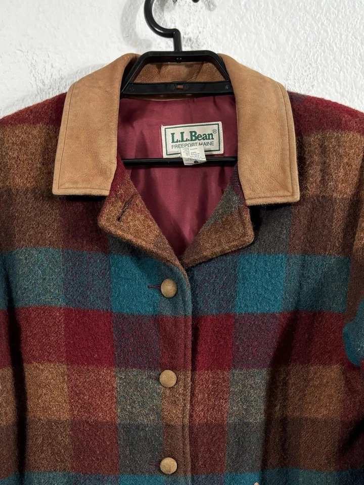 Chaqueta vintage L.L.Bean para mujer mediana a cuadros mezcla de lana tarea hecha en EE. UU. AÑOS 90 Foto 3 de 4