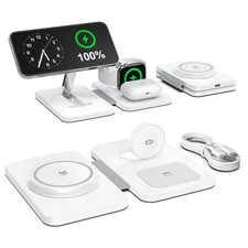 3-in-1 Magnetic Wireless Charger Station, Fast Foldable Travel Charging Pad for