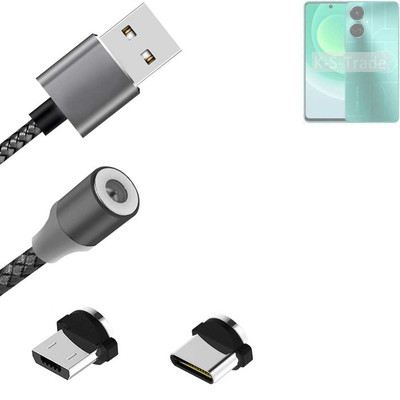 Magnet-Lade-Kabel für Tecno Camon 19 mit USB-Typ C und Micro-USB-Anschluss