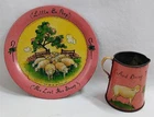 Vintage Child's Tin Toy Plate & Pitcher Little Bo Peep Ohio Art
