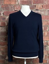 Mark  Spencer M S - Navy Blue V-Neck Pullover Jumper - Size M Smart Casual