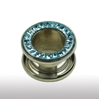 Stahl Epoxy Crystal Flesh Tunnel Piercing versiegelte Steine AQUA