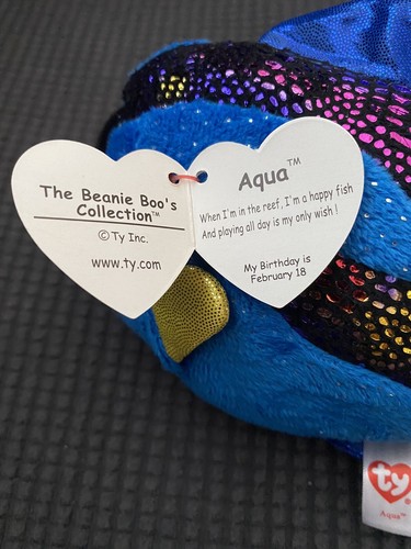 Aqua Fish Ty Beanie Boos Plush stuffed animal figure 6" Small new w/ tags - Picture 3 of 3