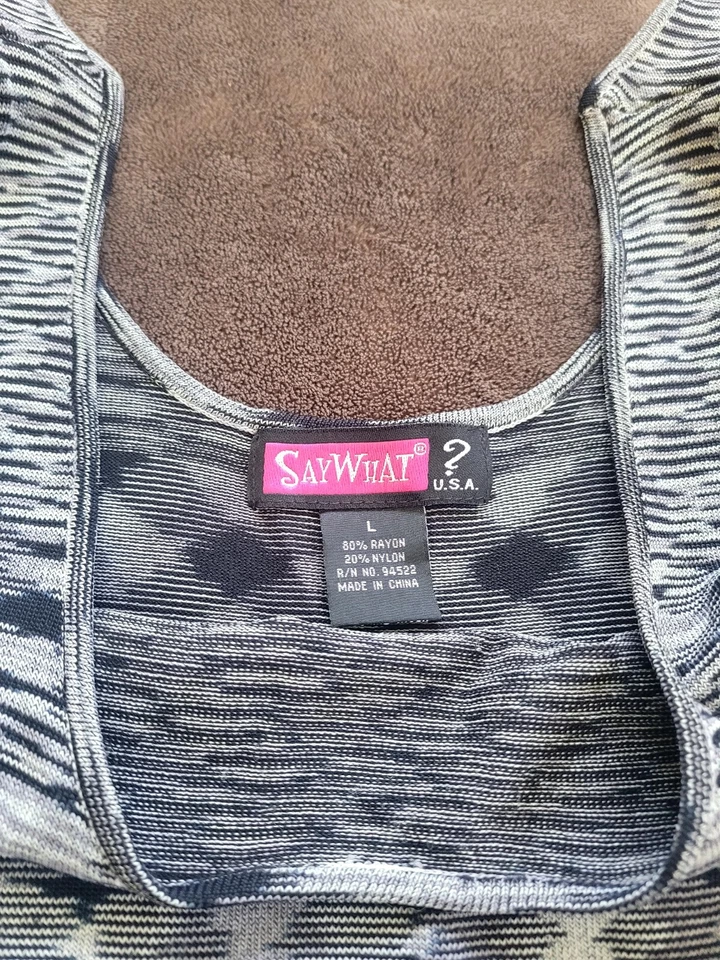Vestido Vintage Say What Usa Años 90 Y2K Bodycon Gris Rayas Negro Fiesta Club M/L Foto 3 de 4