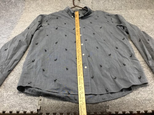 Chaps Dress Shirt Mens XXL Gray Moose Deer Outdoor Hunter Button Up - Picture 5 of 8