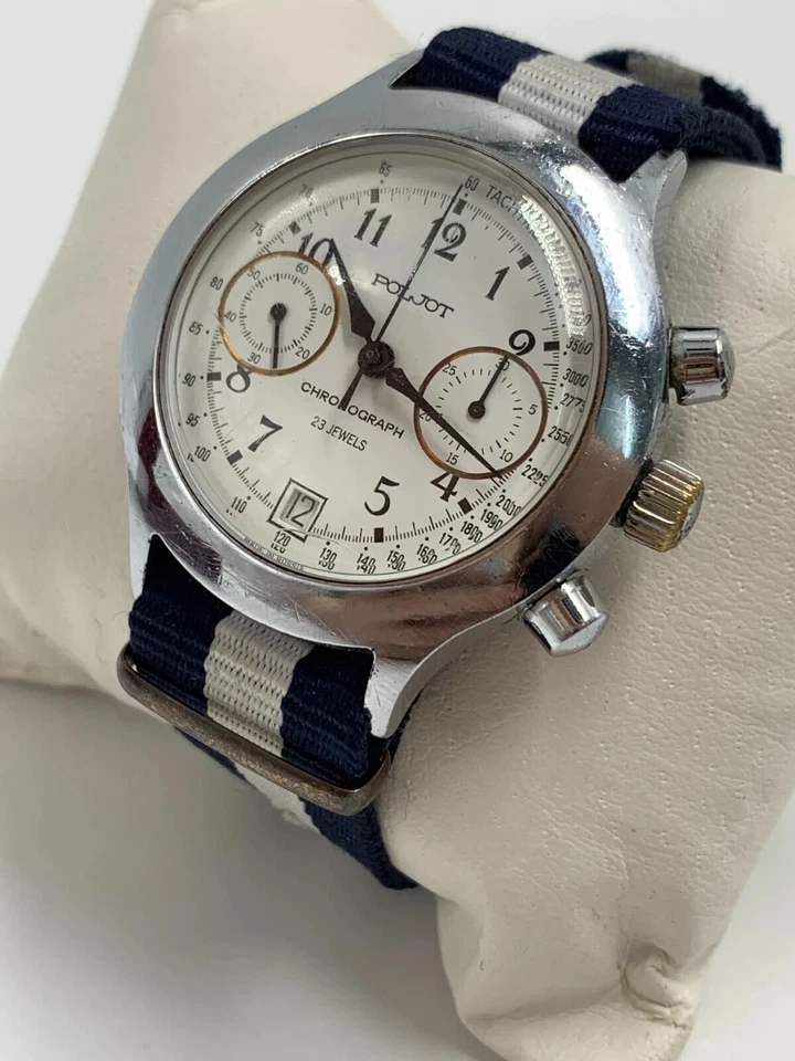 Reloj Cronógrafo Poljot Vintage URSS Unión Soviética 23j Cuerda Manual Hombre 36mm Foto 2 de 4