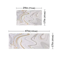  2 Pieces Waterproof Cushioned Kitchen Rugs Set 17" W x 29" L + 17" W x47" L