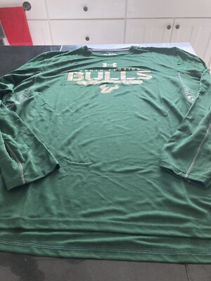 MEN'S UNDER ARMOUR LONG SLEEVE USF SOUTH FLORIDA BULLS SHIRT GREEN  LARGE L NWT