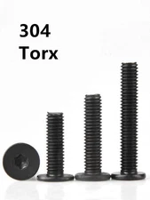Black 304 Stainless Steel Torx Socket Utrathin Flat Head Screws M2 M3 M4 M5 M6