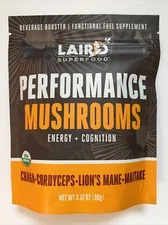 Laird Superfood Performance Mushroom Blend 3.17oz Energy Cognition FRESH