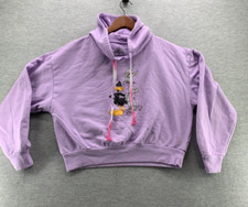 LOONEY TUNES YOUTH PURPLE BUGS BUNNY  DAFFY DUCK HOODIE SWEATSHIRT SIZE L  A49