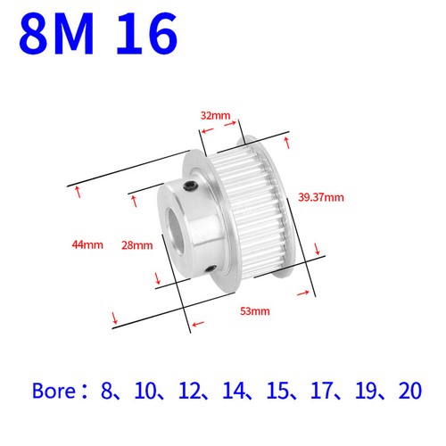 HTD-8M 12T-60T Timing Belt Pulley Pitch 8mm BF-type CNC Drive Pulleys Width 32mm - Picture 10 of 22