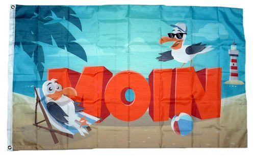 U24 Tischflagge Moin Möwen 10x15cm - Bank Fahne Mit Schwarzem Kunststoff-Sockel