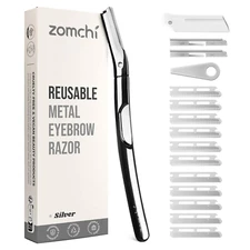Eyebrow Razor and Face Razor for Women and Men, Reusable Metal Handle with 11 Re