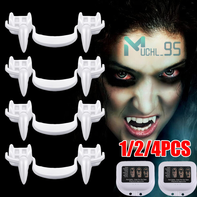 4 PIEZAS Colmillos retráctiles de Halloween / dientes de vampiro para accesorios