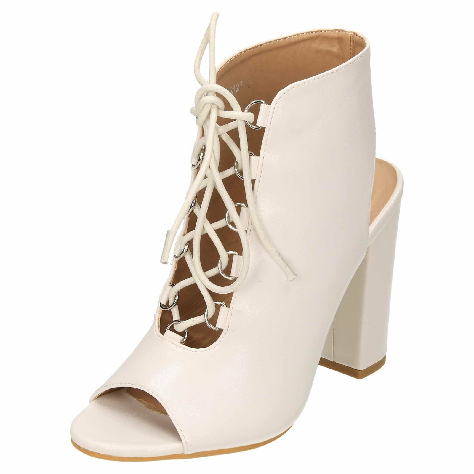 White Ankle Boots High Block Heel Peep Toe Lace Up Shoes Cuff Sandals  Wedding | eBay