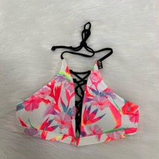 NEW wTag-PINK Victoria s Secret Multicolor Halter Bikini Top Sz XS