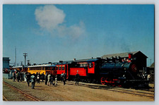 Postcard Skunk and Super Skunk Steam Locomotives at Fort Bragg California Chrome