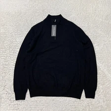 Christian Lacroix Merino Wool Sweater Mens Medium Black Quarter Zip Long Sleeve