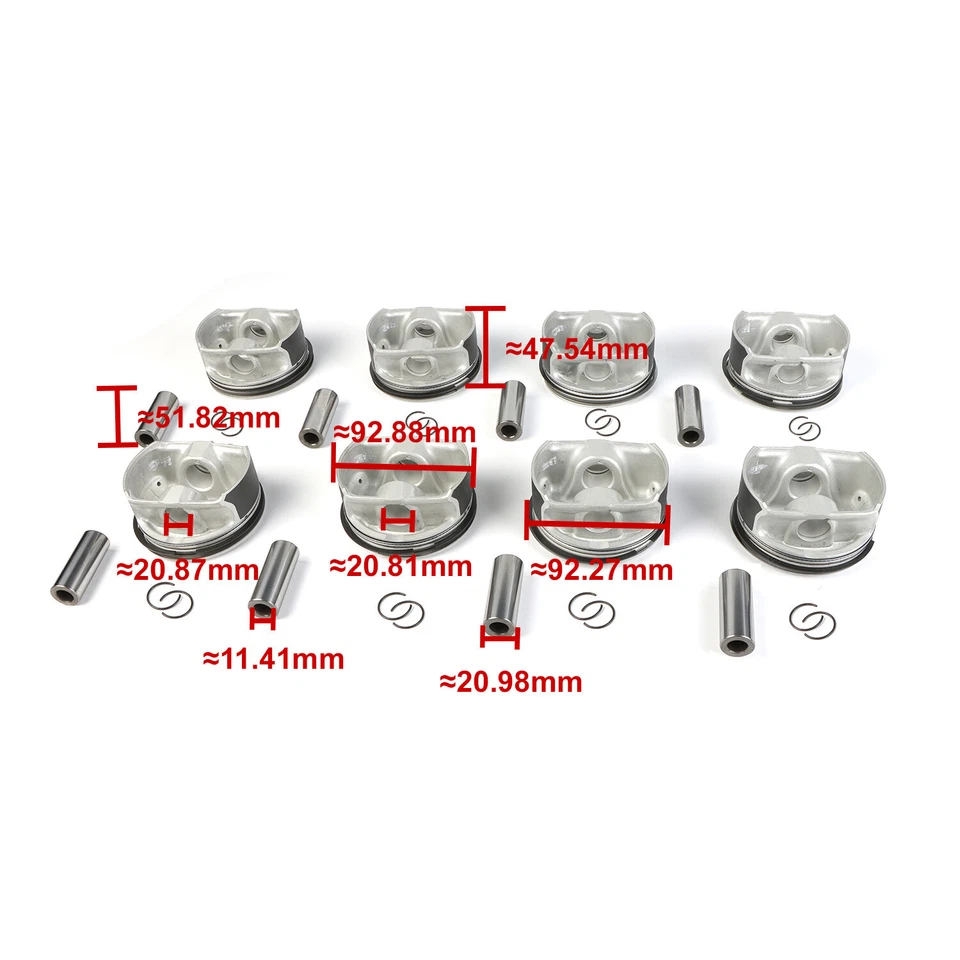 8pcs Pistons & Rings Set 11257542292 For BMW 550i 650i 750i 750Li X5 N62B48 4.8L Foto 3 de 4