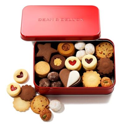 Dean & Deluca Holiday Assorted Cookies Tin Box Red Japan