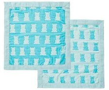 3V Set of 3 NWT ANGEL DEAR Blue BEAR Muslin Burp Cloths Security Baby Blankets
