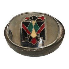Vintage Silver Native American Inlay Thunderbird Belt Buckle