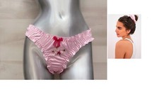 Victorias Secret Nwt For Love and Lemons Satin Ruffle Thong Panty  Scrunchie S