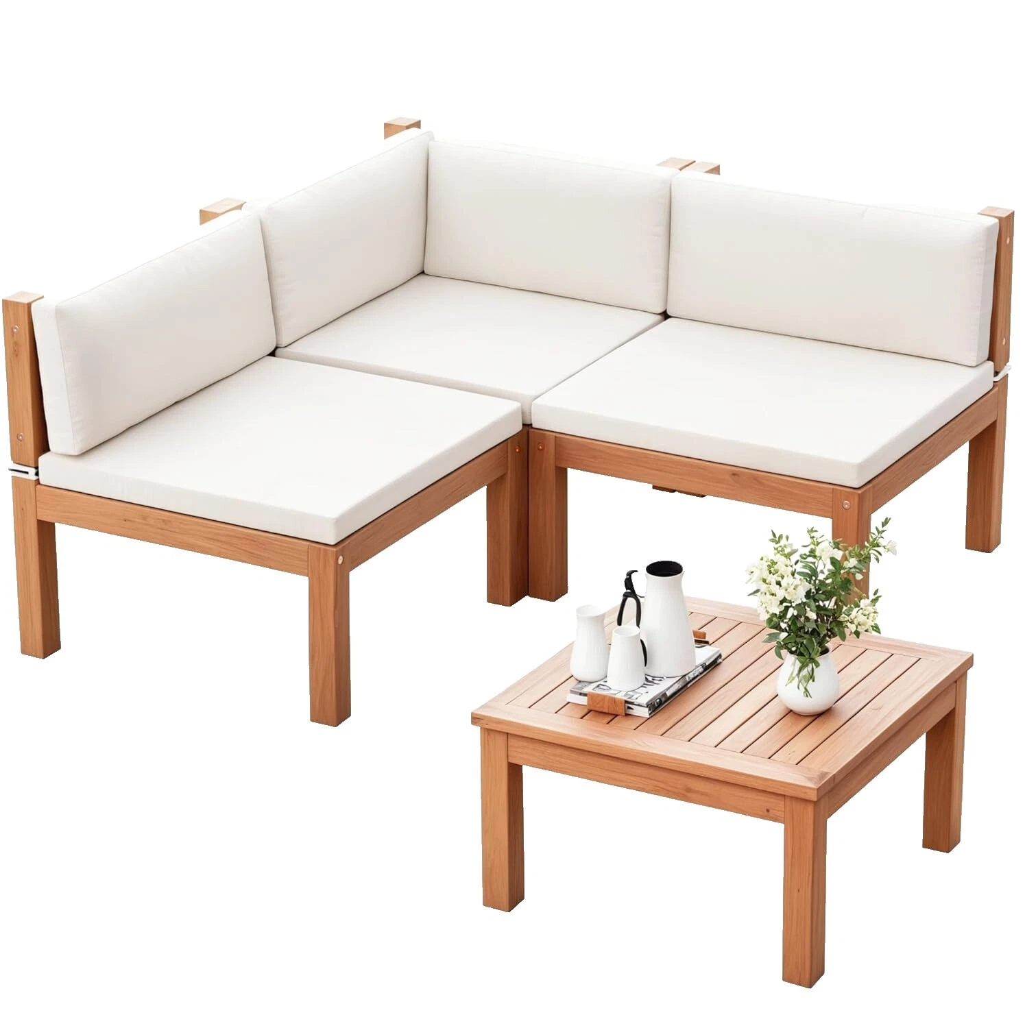 White Wooden Patio & Garden Furniture Sets