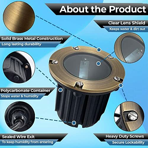 MIK Solutions LED Well Lights - 7W Solid Brass In-Ground Landscape Lighting Low Voltage