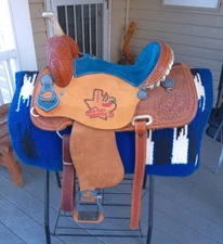 NEW 14'' ROBERT TESKEY'S FQH CUSTOM WESTERN BARREL SADDLE WEATHERFORD TX.