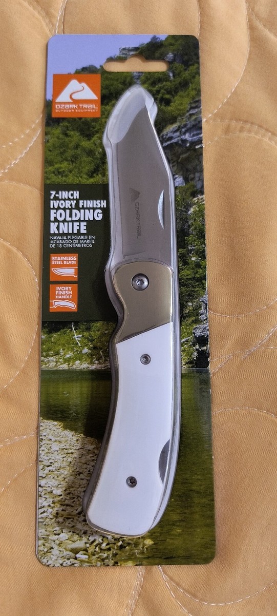 OZARK TRAIL 7 INCH IVORY FINISH FOLDING KNIFE WITH STAINLESS STEEL