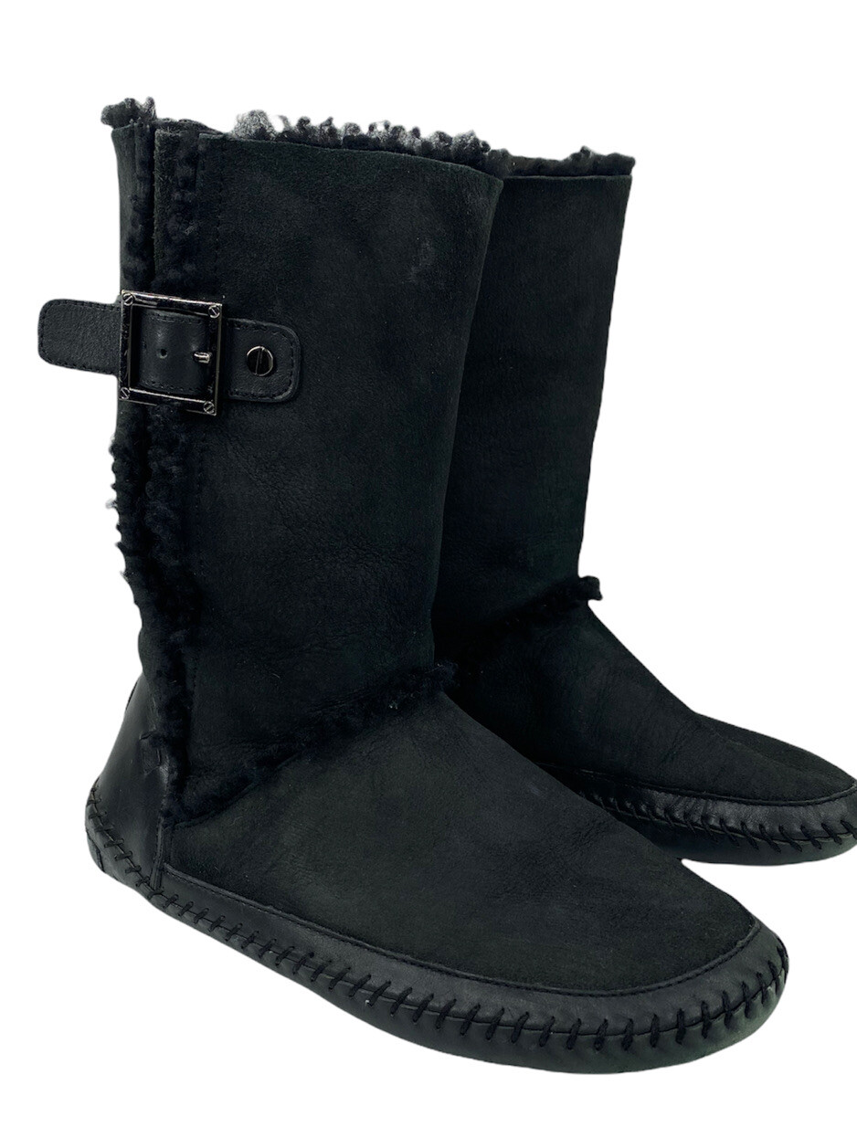 Tory Burch Boho Black Suede Shearling 