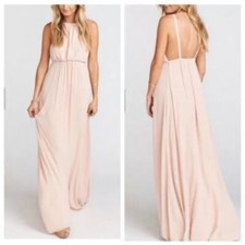 SHOW ME YOUR MUMU Women’s Blush Pink Spaghetti Strap Open Back Maxi