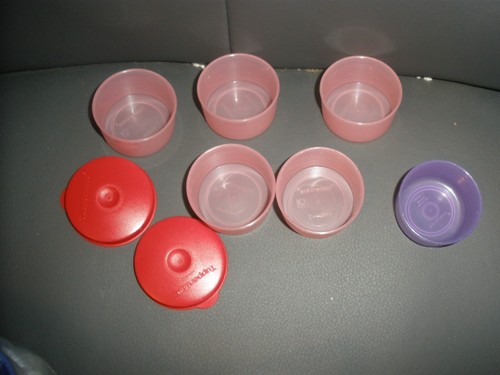 NEU Tupperware 6er Set Smidgets rosa & lila mit 2 roten Deckeln