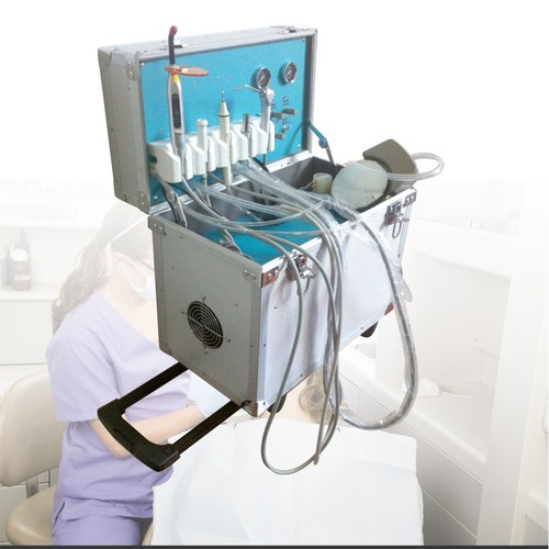 Unità di erogazione dentale portatile con compressore aria kit manipolo 4 fori aspirazione! - Foto 12 di 12