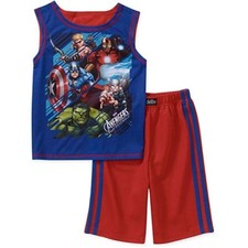 Marvel Avengers 2 PC Tank Sleeveless Shirt Shorts Pajama Set Boy Size 8