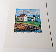 Vintage Curtis Island Lighthouse, Camden, Maine Painting Print