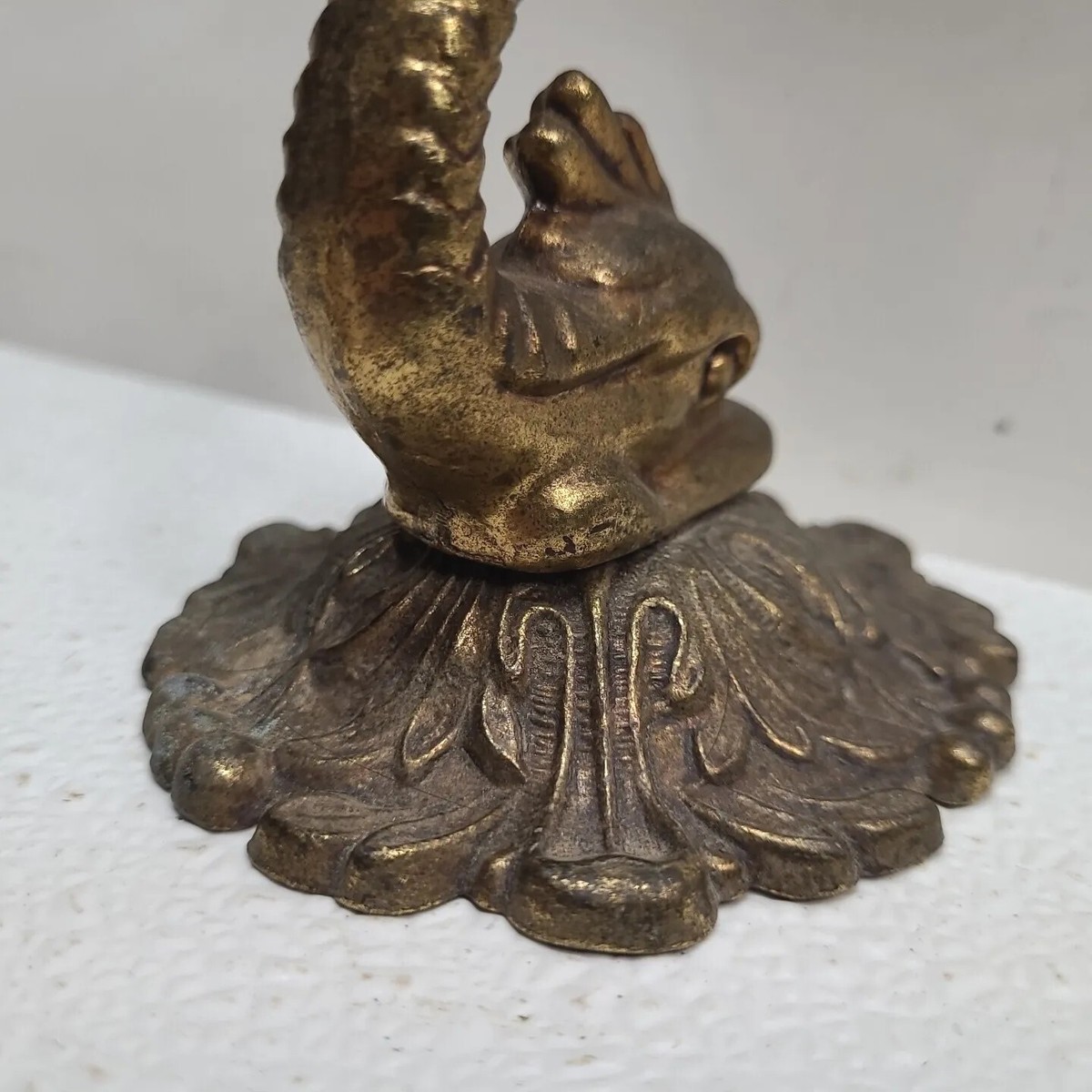 Salvaged Vintage Oriental Mythical Koi Fish Figure Solid