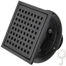 4" Square Shower Floor Drain Matte Black SUS304 Stainless Steel Quadrato Pattern