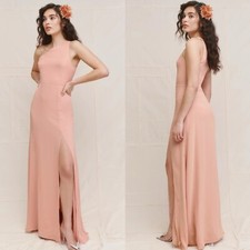 NWT Reformation Evelyn One Shoulder Long Dress Blush Pink Size 10 $348