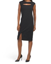NWT TAHARI Peekaboo Scuba Crepe Black Dress sz 14