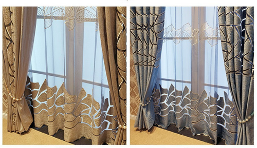Nordic Simple Curtains Room Velvet Hollow Embroidery Curtain Window Screen - Picture 10 of 24