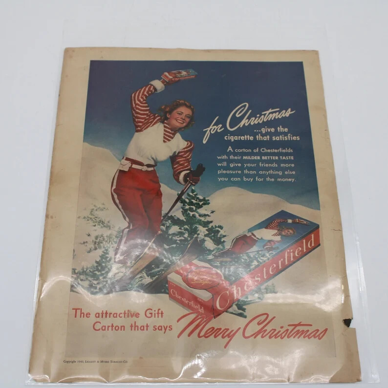 Chesterfield Cigarettes Full Page Ad - Modern Screen 1940 - Merry Christmas 