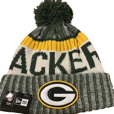 Green Bay Packers Knit Winter Hat Beanie New Era Cap On Field Sideline NWT