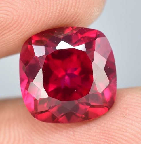 8x8 MM Natural Mozambique Blood Red Ruby Cushion Cut Loose Gemstone Certified - Picture 3 of 5