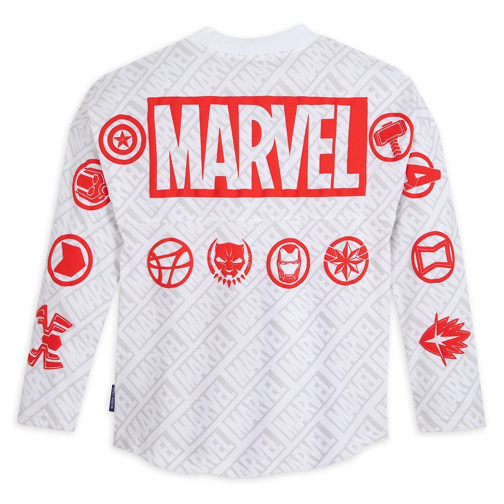 Disney Parks Marvel Logo Spirit Jersey for Adults Size S M L Disney Parks Marvel Logo Spirit Jersey for Adults Size S M L